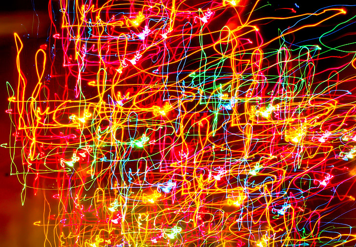 lights, night, neon, light trails, longtime exposure, wallpaper, colorful