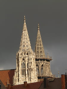 towers, ulm cathedral, building, münster, ulm, church, dom