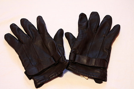 handskar, läder, kalla, svart, handske