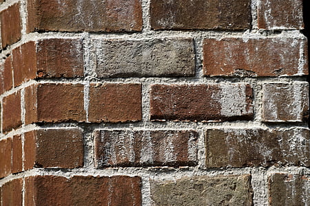old, brick wall, wall, brick, corner, grunge, red