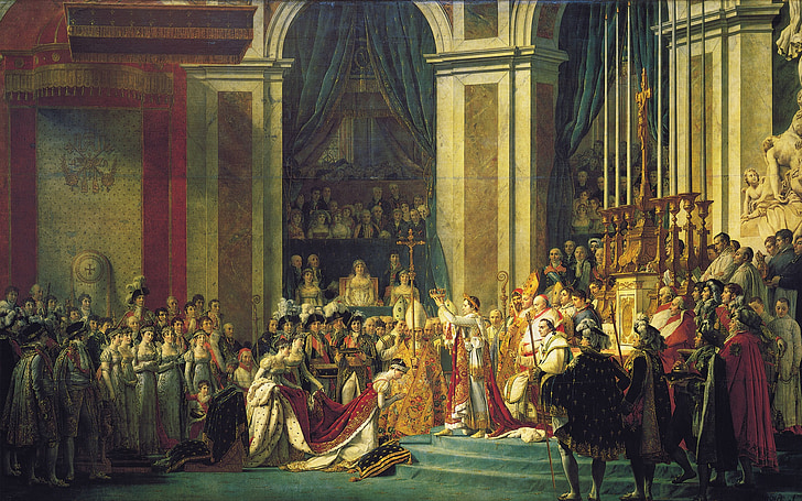 Napoleon, Coronation, kuningas, Imperator, keisari, Jacques louis david, maalaus