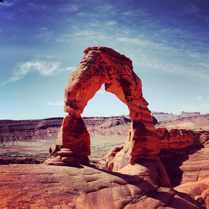 arch, delicate, utah, desert, national, park, sandstone