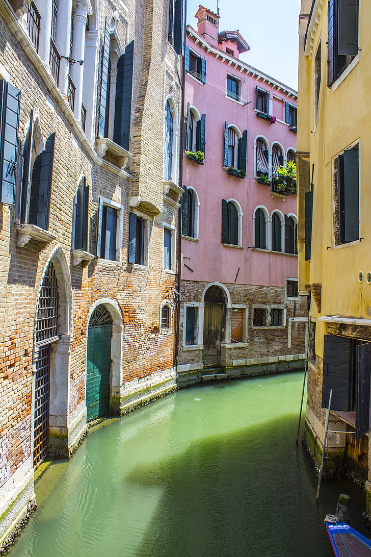Benátky, mesto, domy, vody, kanál, farby, Canal