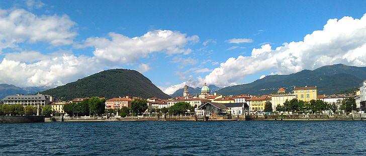 Lake, Italië, Europa, stad, Shoreline, Bergen