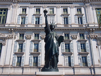 Френска Ривиера, Франция, Хубаво, звездна, Статуята на свободата, капаци на прозорци, сграда