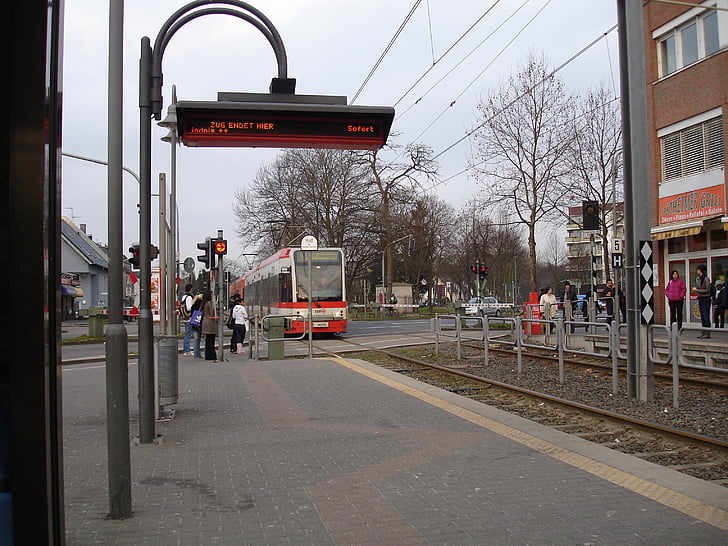 tram, stop, waiting time, cologne, street, urban Scene, cable Car