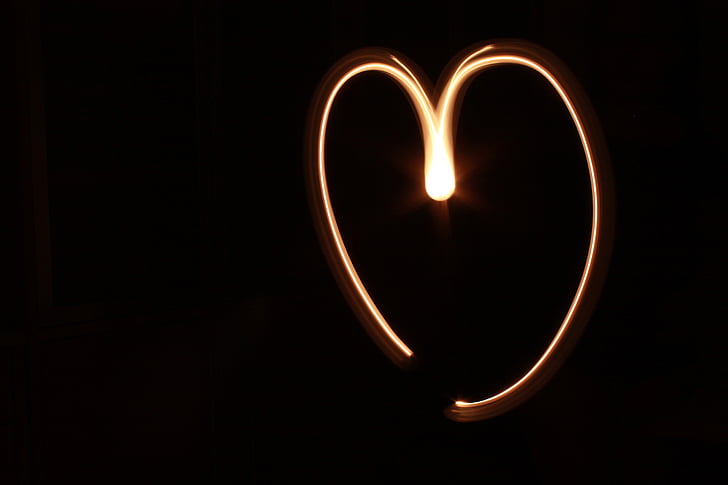 šviesos, dažai, širdies, Juoda, meilė, širdies formos, Romantika
