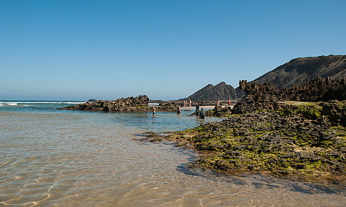 portugal, beach, tide, atlantic ocean, cliffs