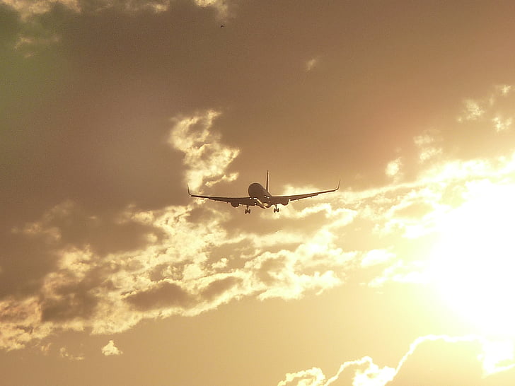 pesawat, Boeing, matahari, Surya ortho, Barcelona