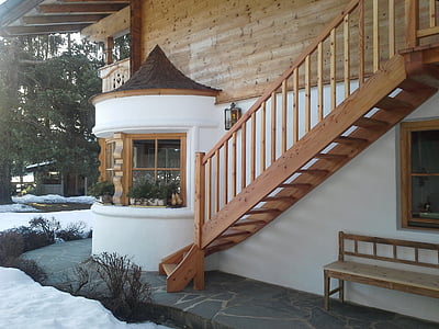 Casa, escadaria, Gästehaus, apartamento, madeira, Tirol, Áustria