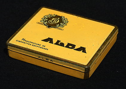 Alba, cigaretta, csomagolás, régi, holland, termék, doboz