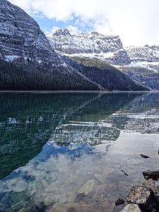 lake, reflection, rockies, nature, landscape, scenery, wilderness