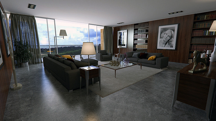 sala, Apartament, disseny d'interiors, disseny, luxe, moderna, Habitació interior