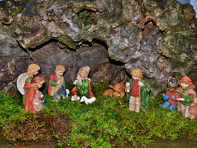 szopka bożonarodzeniowa, Boże Narodzenie, Józef, Jezusa, Manger, Jaskinia, Mech