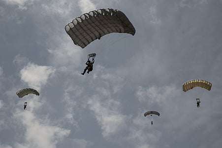parachute, released, open, skydiving, parachuting, jumping, training
