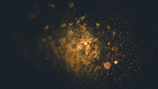 dark, fireworks, night, sky, smoke