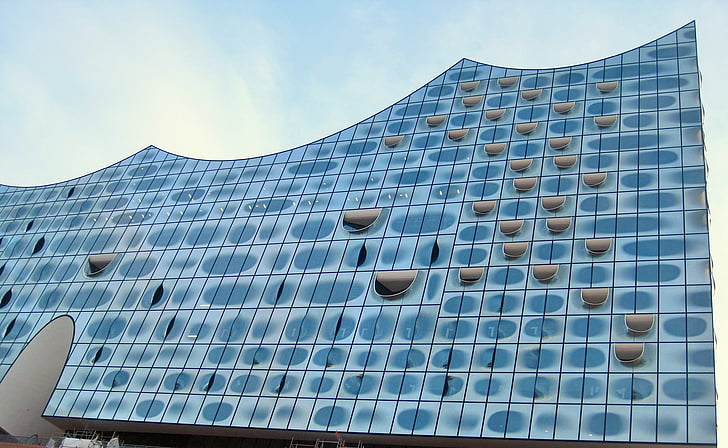 nordansicht elbphilharmonie, Hamburgo, cidade do Porto, Filarmónica de Elba, visão lateral, vista parcial do elbphilharmonie, arquitetura