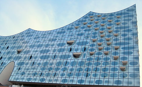 nordansicht elbphilharmonie, Hamburg, lučki grad, Elbe filharmonijska dvorana, retrovizor, elbphilharmonie izgrađenog, arhitektura