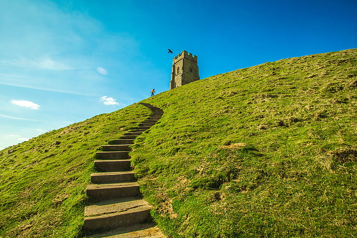 glastonbury, england, monument, history, architecture, outdoors, staircase