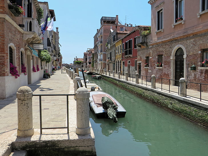 Ιταλία, Βενετία, κανάλι, αποβάθρα, βάρκα, ταξίδια, Τουρισμός