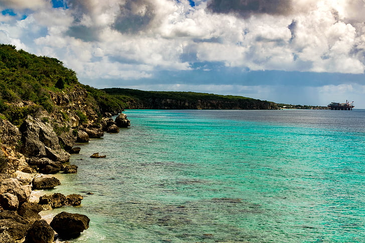 Curaçao, Curaçao, Caribe, paisagem, praia, Praia do amado, Willemstad