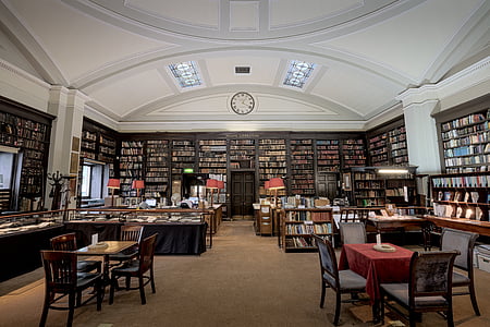 library, interior, architecture, building, infrastructure, tables, chairs