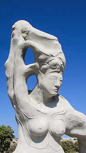 người phụ nữ, ngực trần, tác phẩm điêu khắc, tác phẩm điêu khắc park, nghệ thuật, hiện đại, Ayia napa