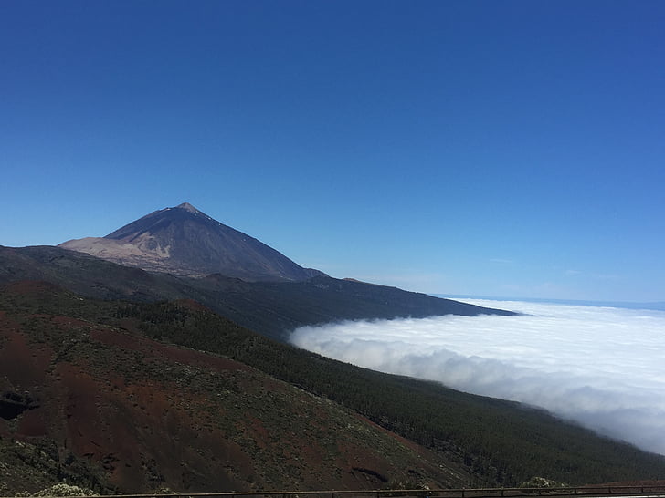 nuvem, montanha, vulcão, Tenerife