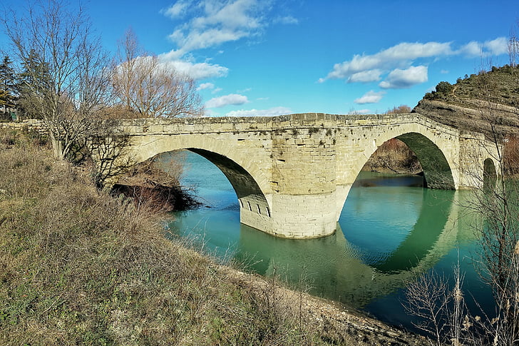bridge, graus, medieval, river, esera, medieval architecture, landscape