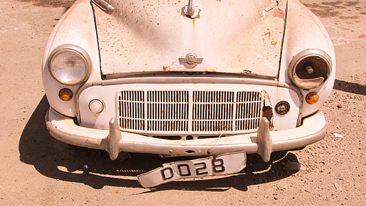 Morris, autó, régi, elhagyott, rozsdás, Vintage, brit, jármű