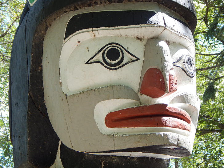Tótem, talla, indio, nativo, tribal, estatua de, tradición