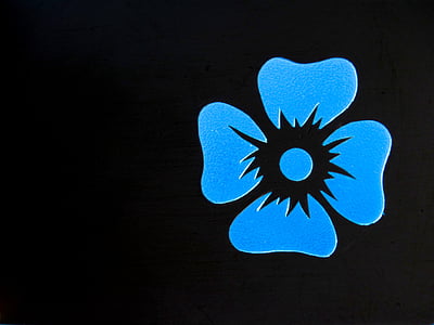 bloem, Contour, blauw, contouren, silhouet