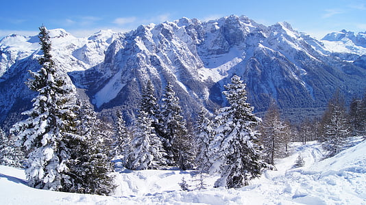 планини, зимни, Италия, Алпите