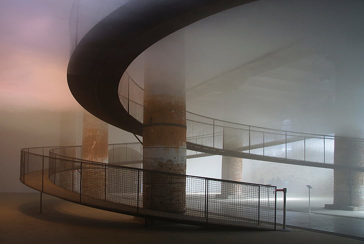 arkitektur, bygning, infrastruktur, interiør, tåge spiral, trappe, indbygget struktur