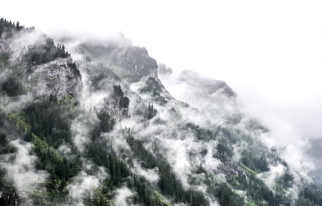 clouds, fog, mist, mountain, outdoors, scenic, sight