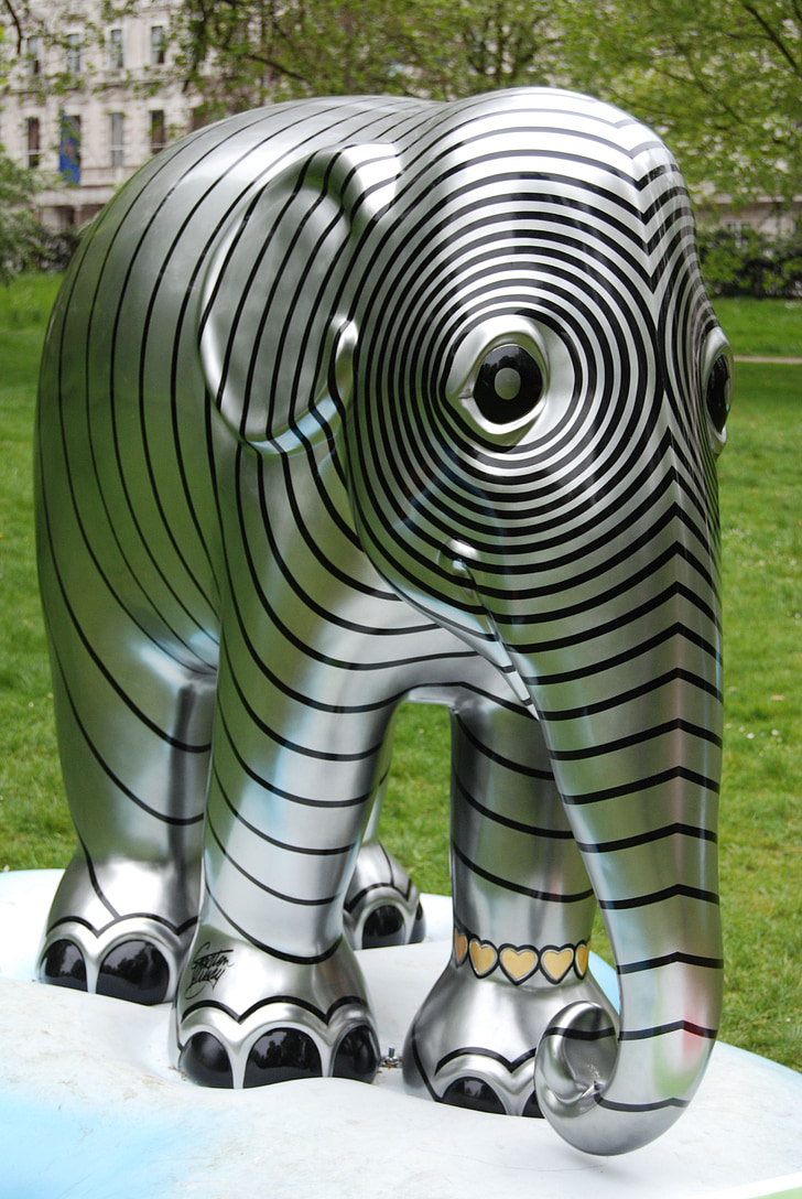 elephant, striped, art, pattern, decoration, design