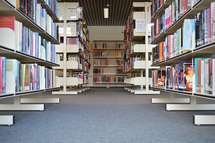 books, library, read, bookmarks, bookshelf, symmetry