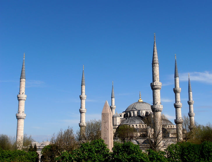 Istanbul, Turecko, Konstantinopol, Modrá mešita, mešita, církevní architektura, minarety