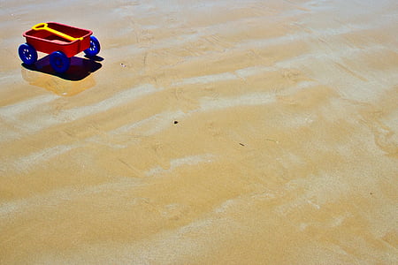 beach, sand, summer, toy, wagon, hot, outdoor