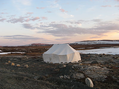 tienda de campaña, Inuit, de la lona, tradicional, verano, Nunavik, Canadá