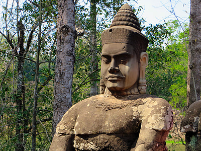 Camboja, Angkor, estátua, Guardião, Angkor thom, Templo de