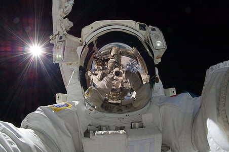 astronaut, spacewalk, iss, tools, suit, pack, tether