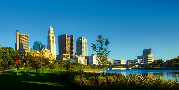 Columbus, Ohio, város, városi, épületek, felhőkarcoló, Skyline