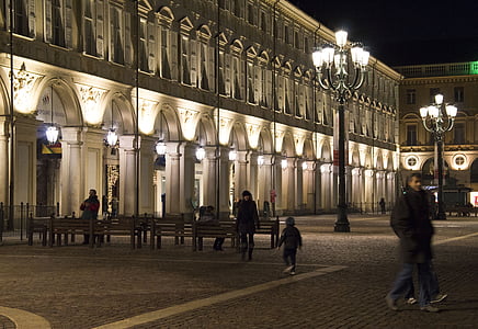 miesto, Turín, Piazza san carlo, pouličné osvetlenie, Architektúra, pamiatka, budova