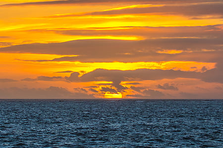 posta de sol, oceà, núvols, Dorset, Mar, representacions, natura