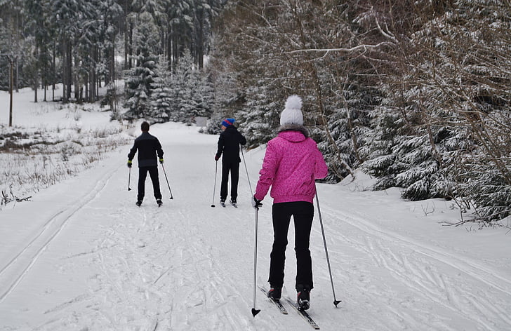 взимку, гори, сніг, Лижні перегони, Спорт, трек, Зимові види спорту