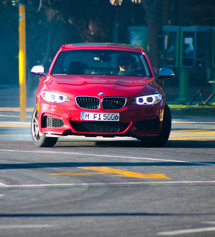BMW, Mobil, merah, balap, Drift, kendaraan, jalan