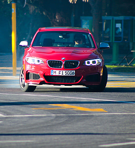 BMW, cotxe, vermell, carreres, deriva, vehicle, carretera