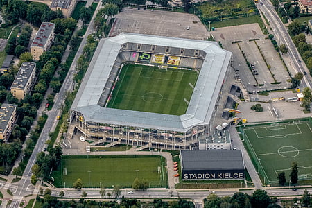 Stadion, fotbal, tráva, míč, sportovní, hřiště, Kielce