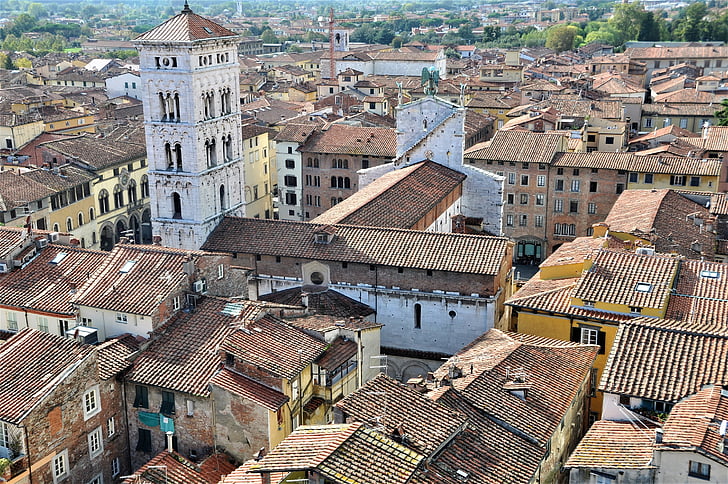lucca, tuscany, old town, italy, roofs, europe, architecture